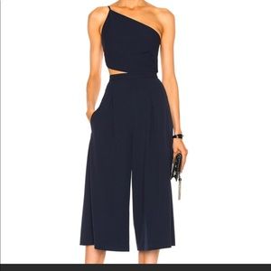 Michelle Mason One shoulder crepe jumpsuit